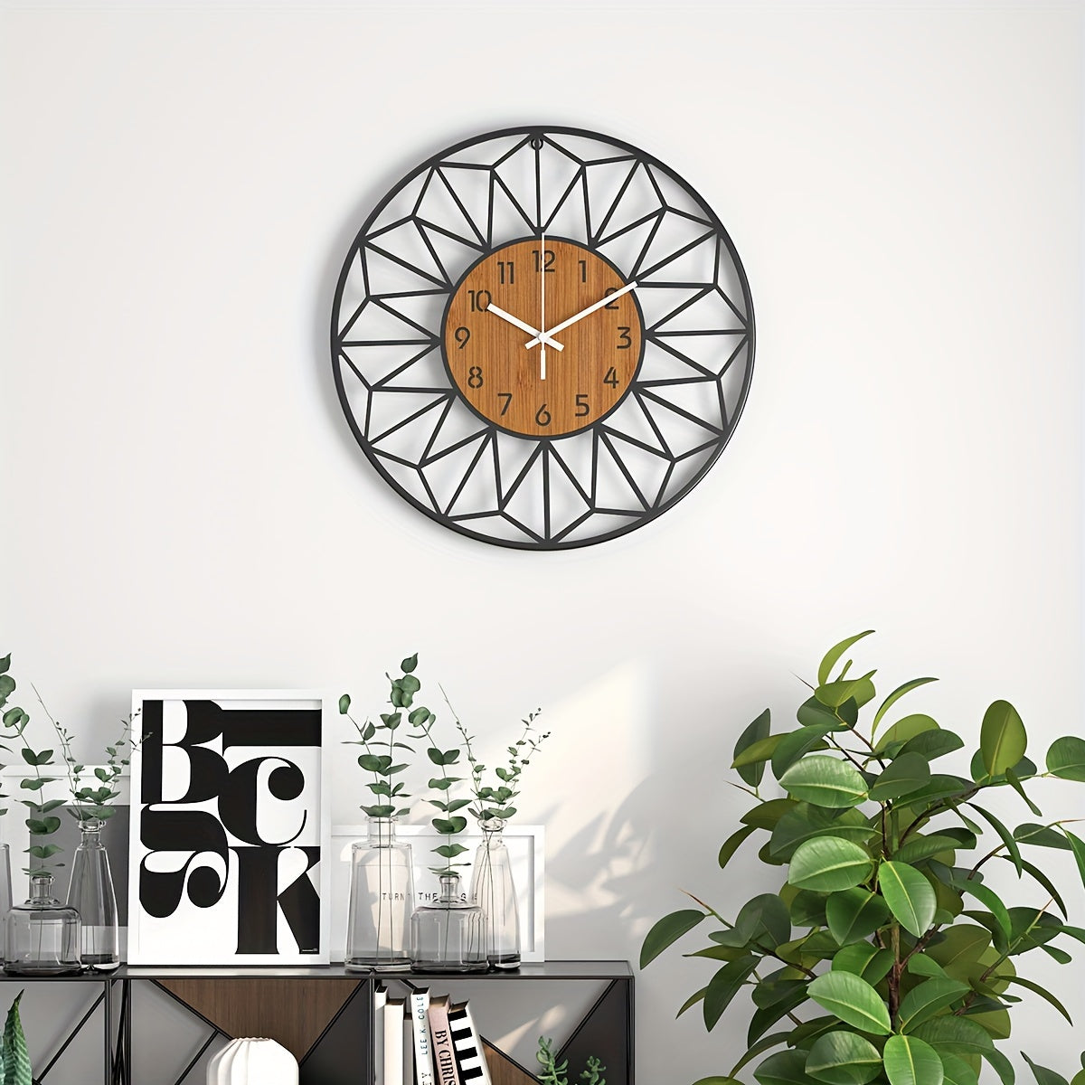 Metall-Wanduhr mit Holzkern
