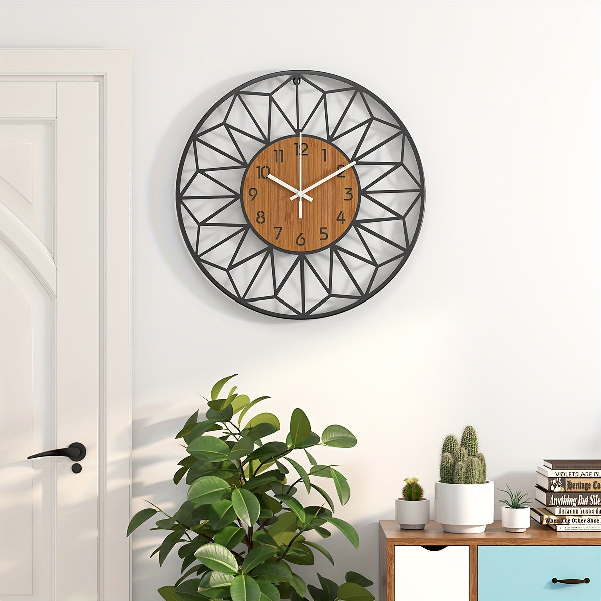 Metall-Wanduhr mit Holzkern