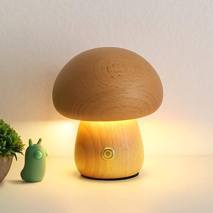 Portobello Pilzlampe aus Holz