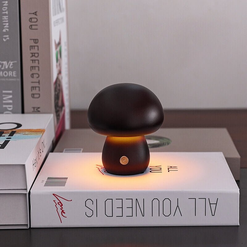 Portobello Pilzlampe aus Holz