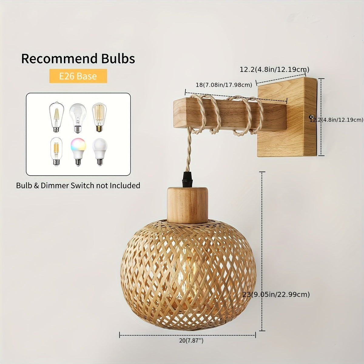 Rustikale Rattan-Wandlampe