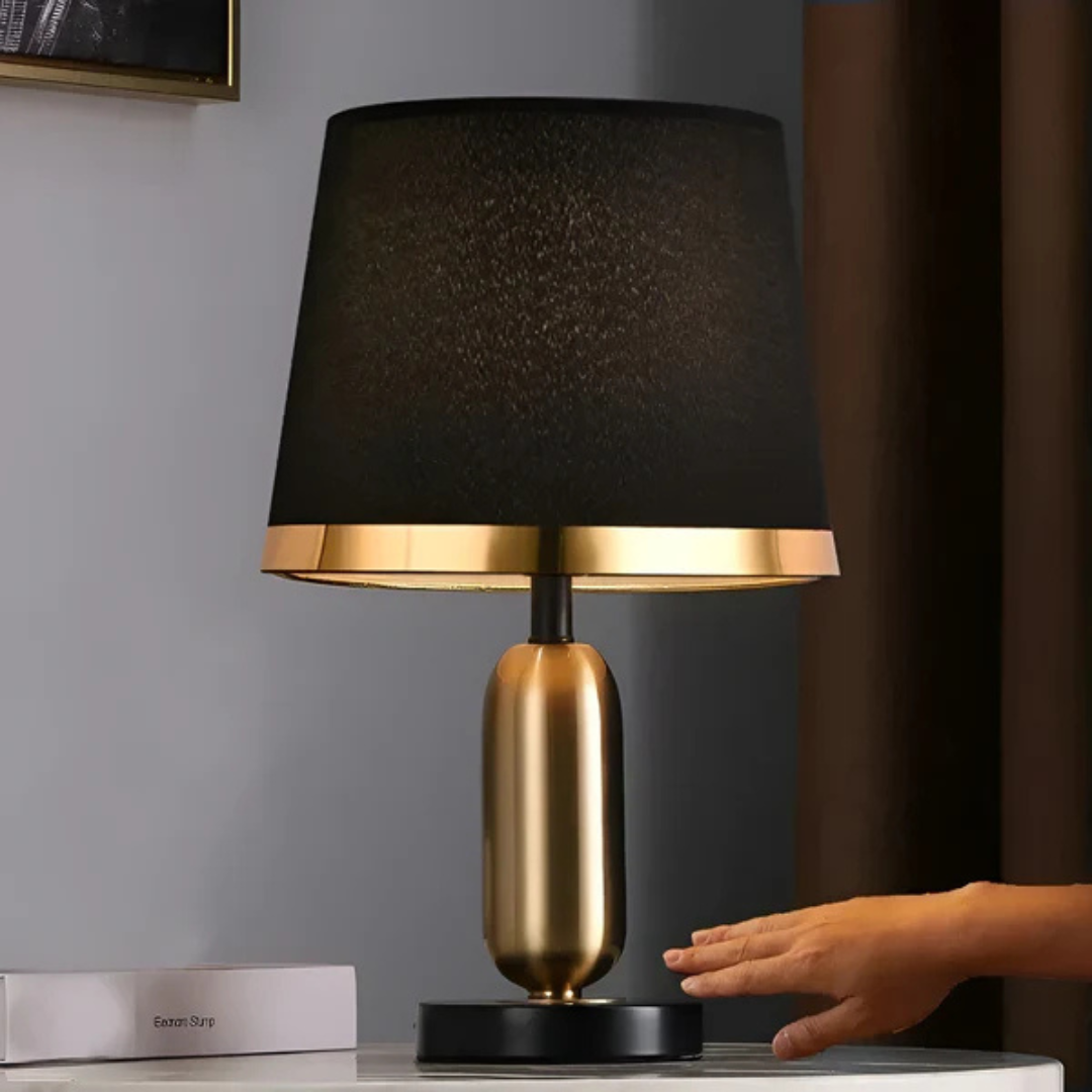 Vintage Tischlampe in Schwarz-Gold
