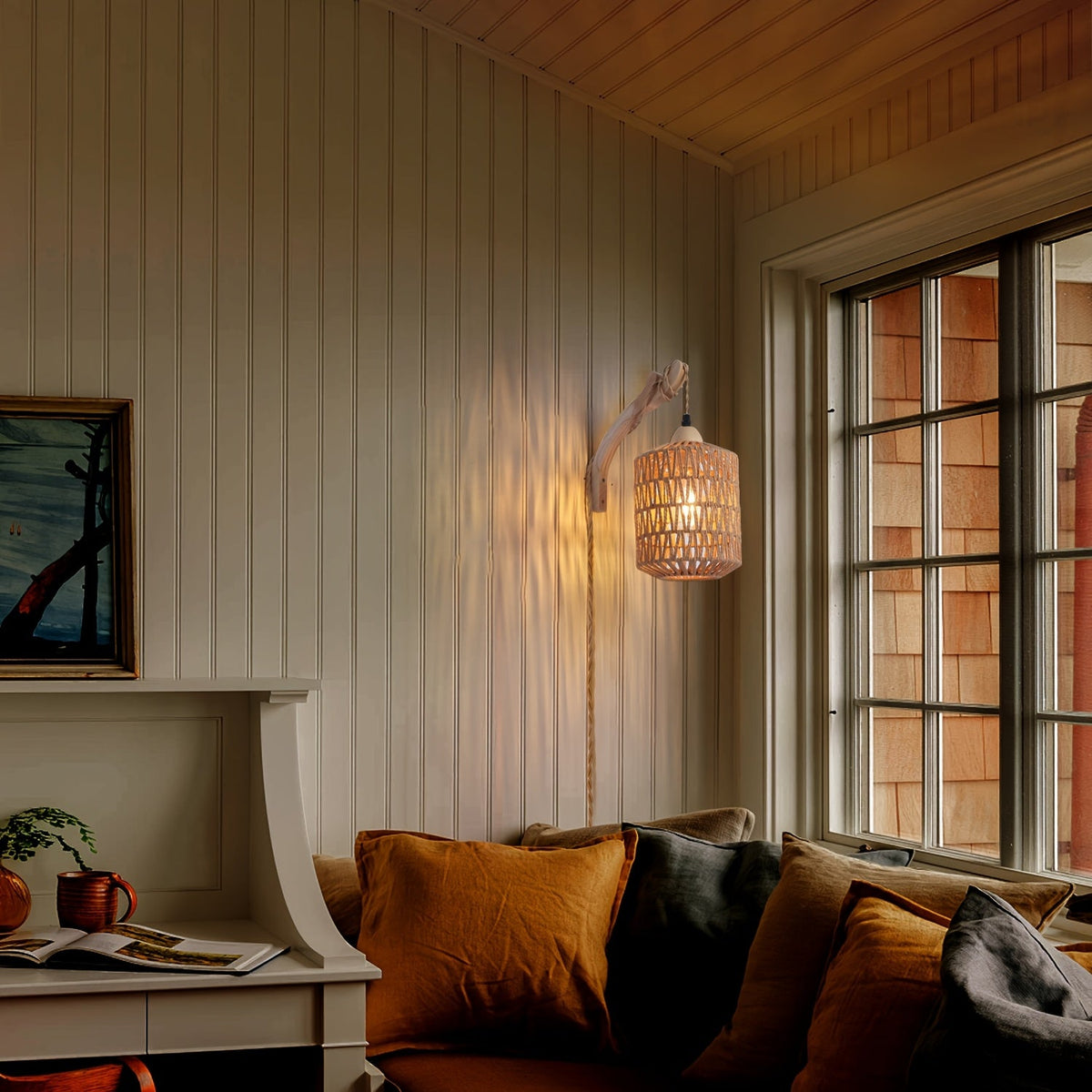 Boho Rattan-Steckerleuchte