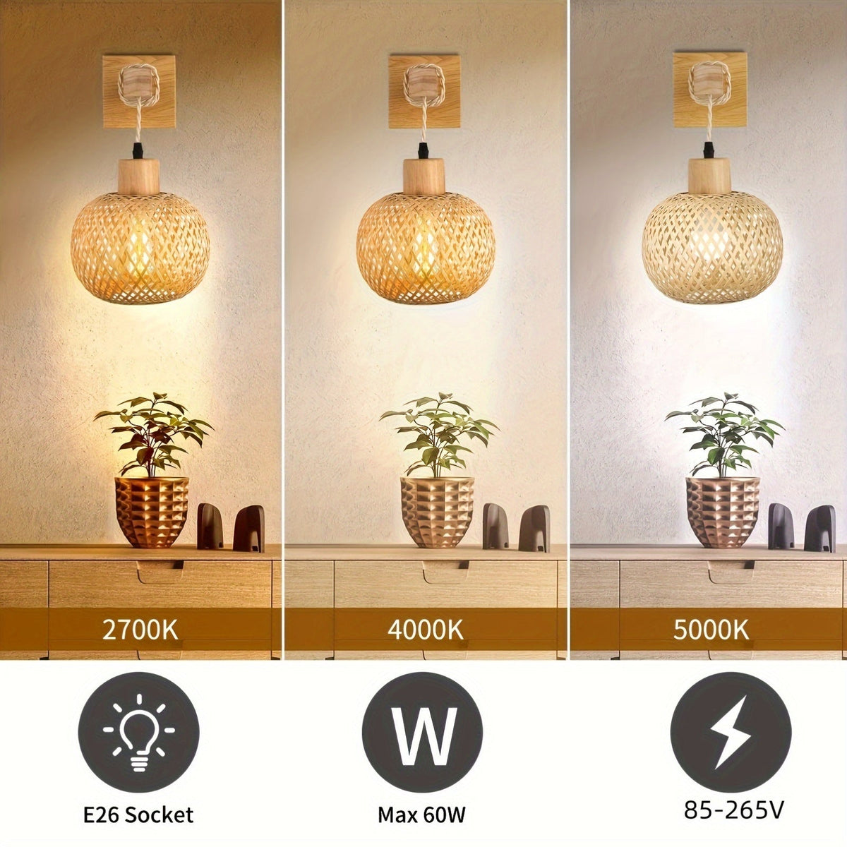 Rustikale Rattan-Wandlampe