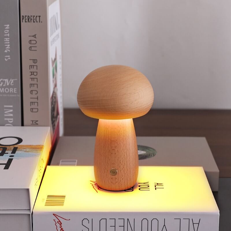 Portobello Pilzlampe aus Holz