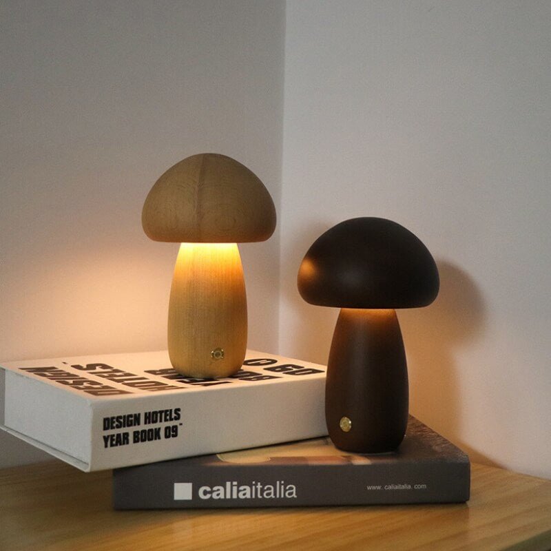 Portobello Pilzlampe aus Holz