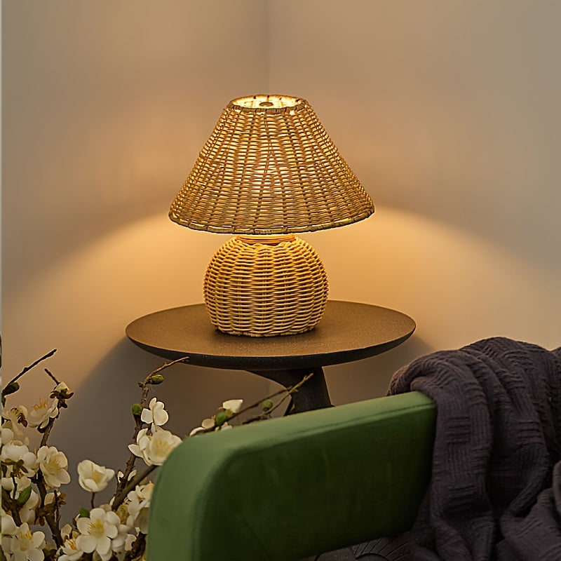 Bambusgeflecht-Schreibtischlampe