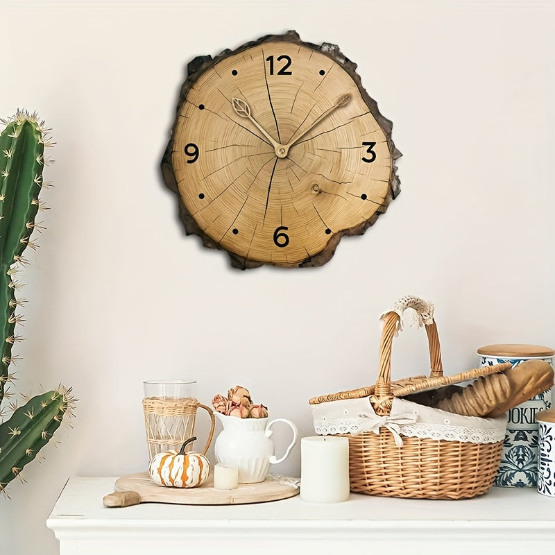 Rustikale Holzscheiben-Wanduhr