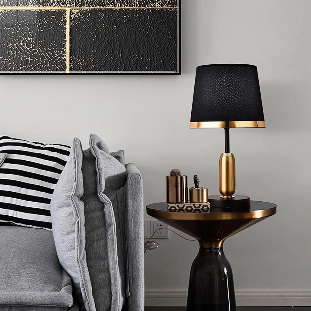Vintage Tischlampe in Schwarz-Gold