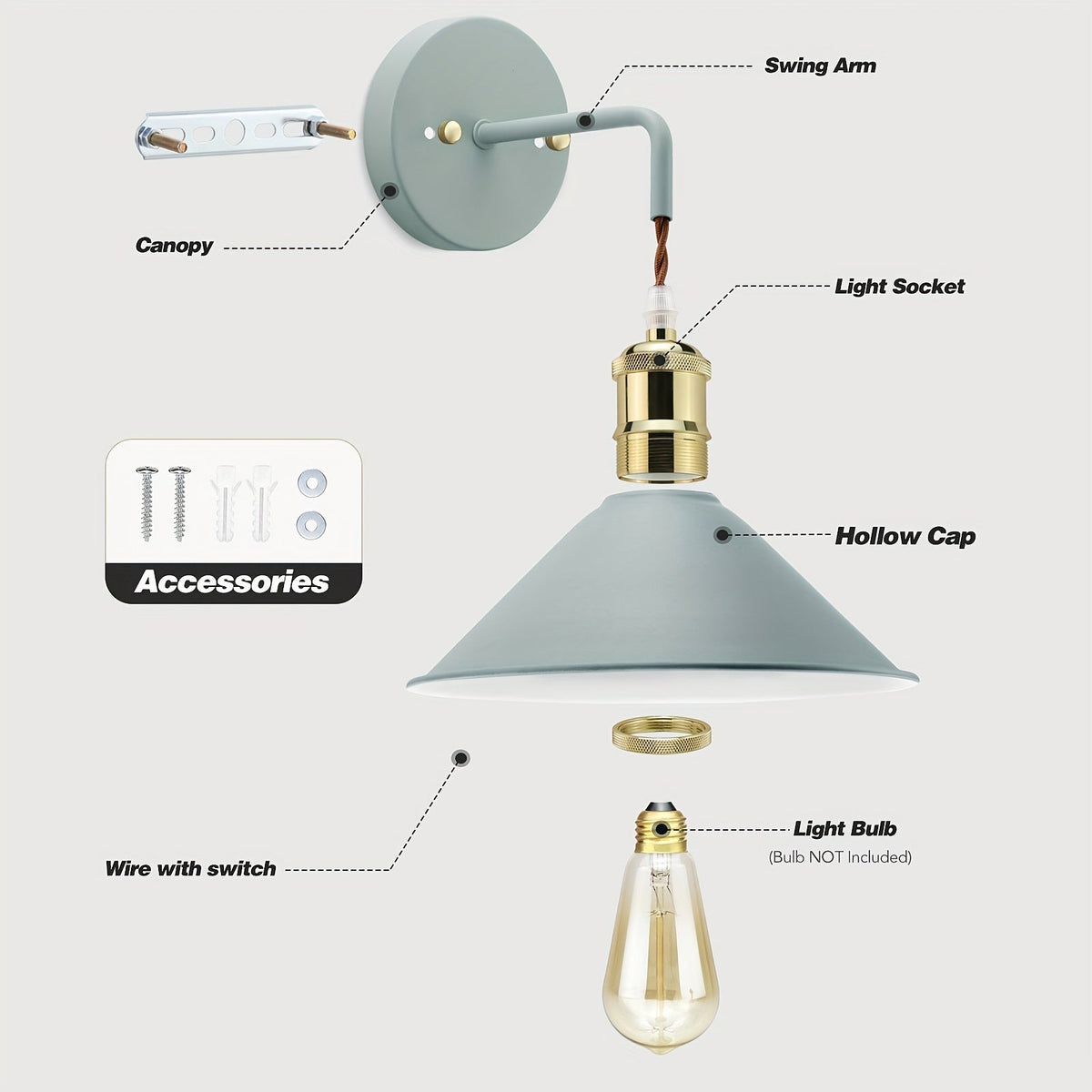 Geölte Metall-Wandlampe