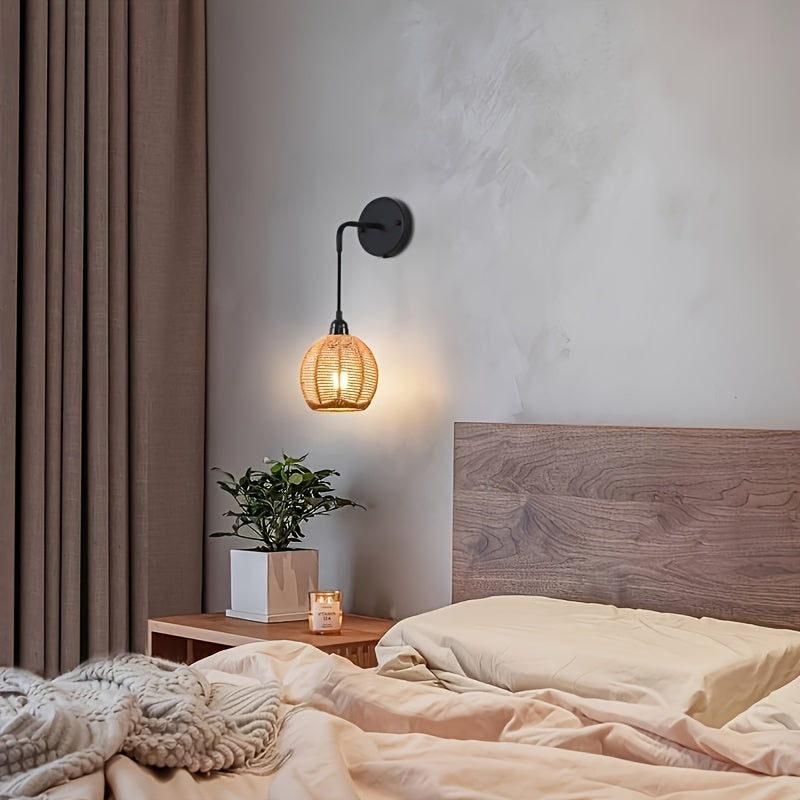 Boho Rattan-Wandleuchte