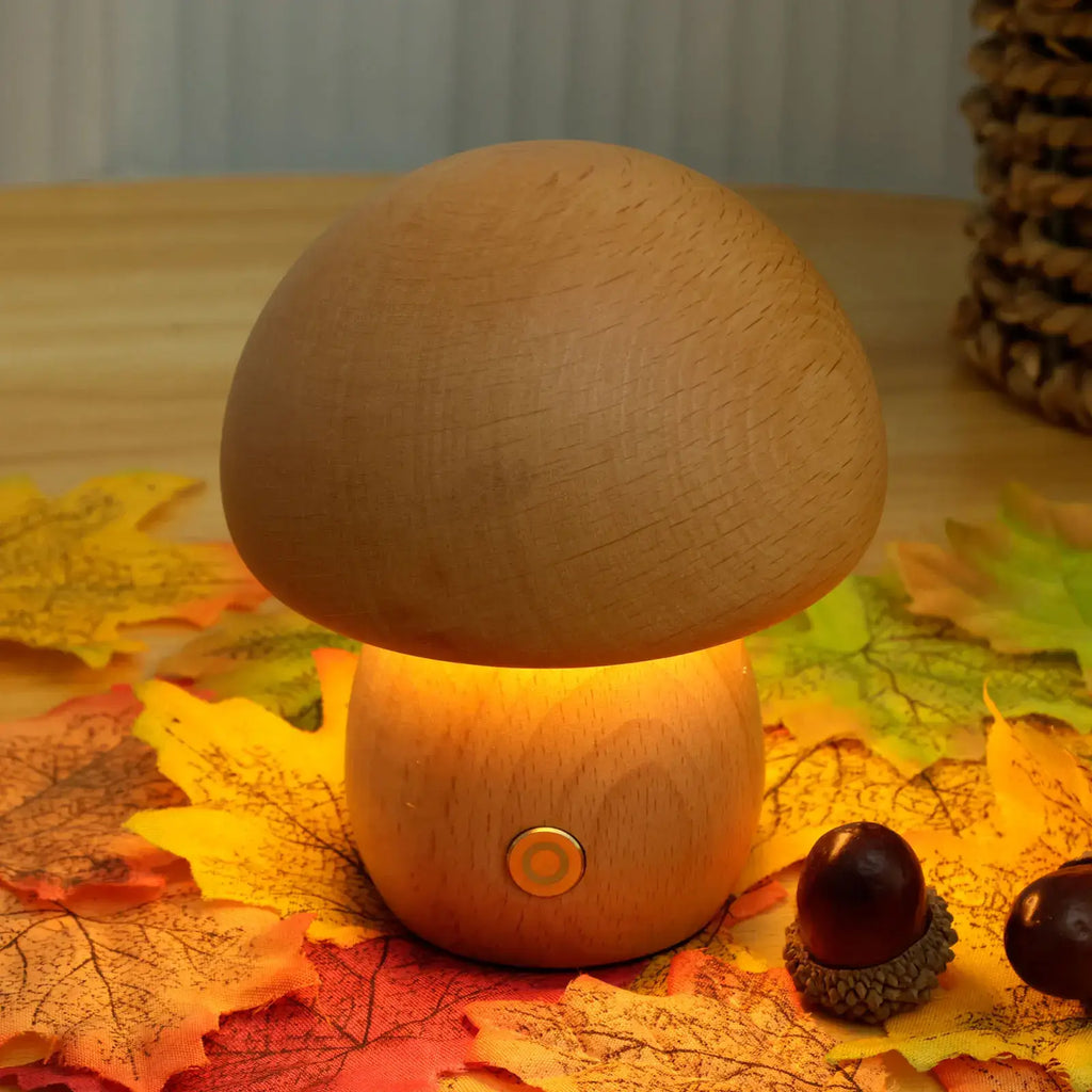 Portobello Pilzlampe aus Holz