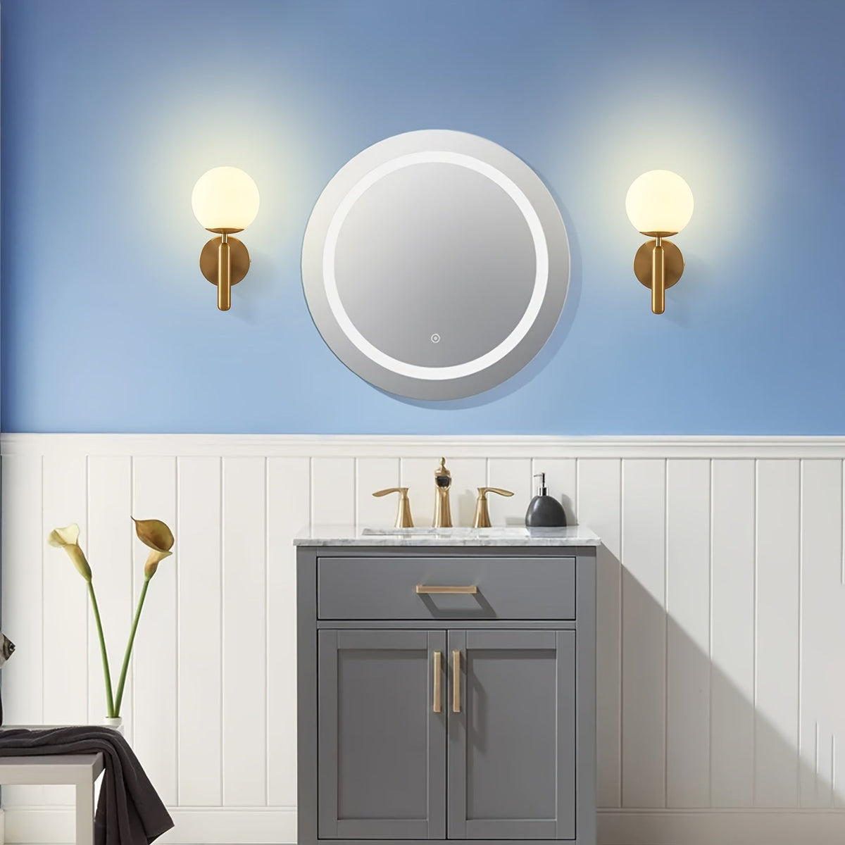Glas-Wandleuchte mit Metall
