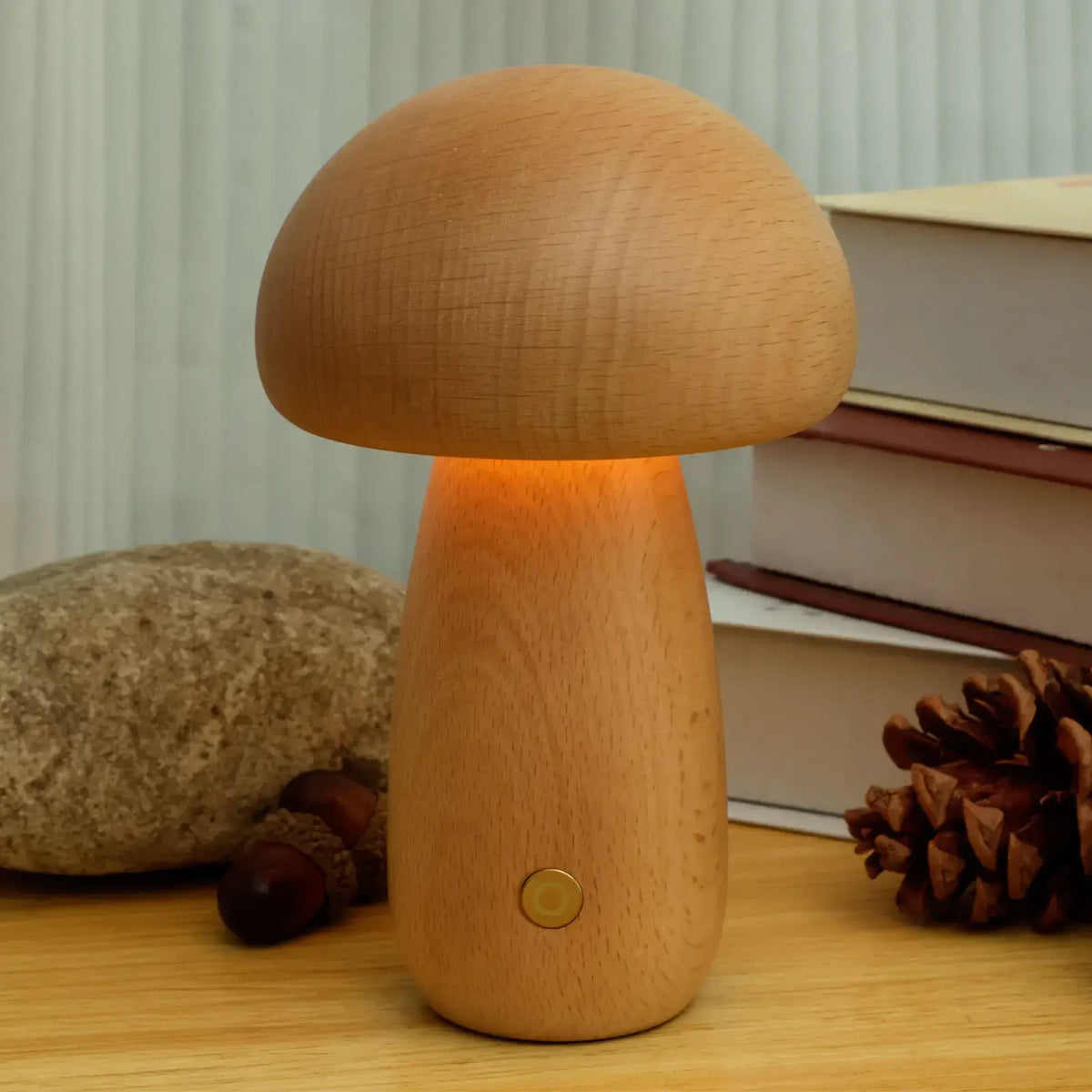 Portobello Pilzlampe aus Holz