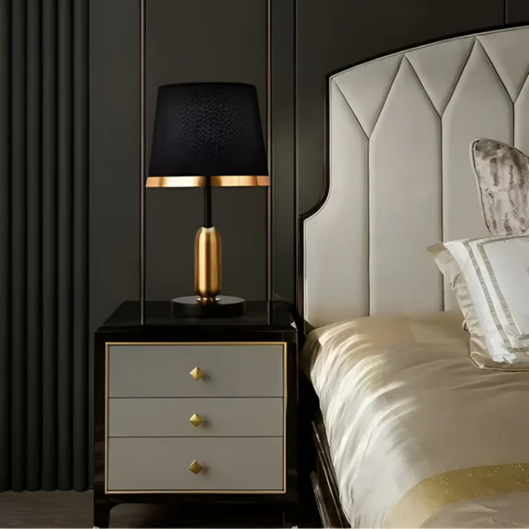 Vintage Tischlampe in Schwarz-Gold