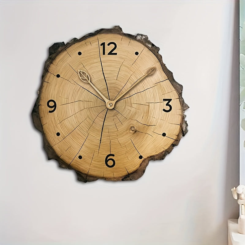 Rustikale Holzscheiben-Wanduhr