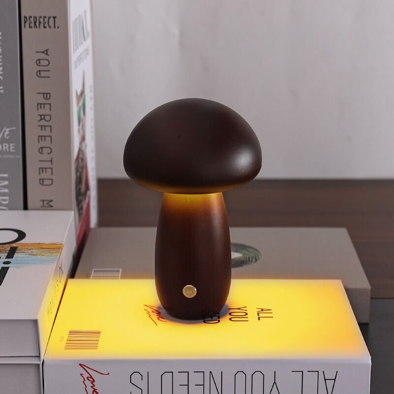 Portobello Pilzlampe aus Holz