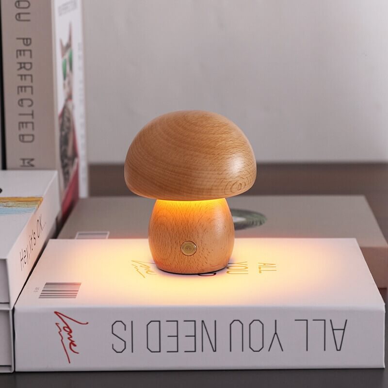 Portobello Pilzlampe aus Holz