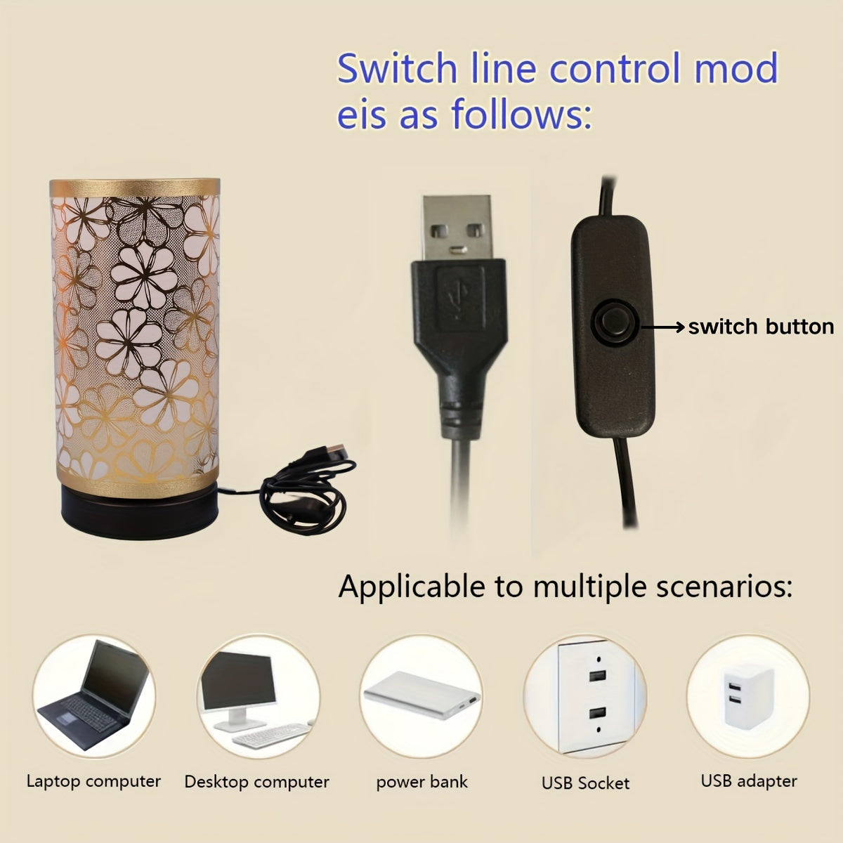 Florale USB-Tischlampe