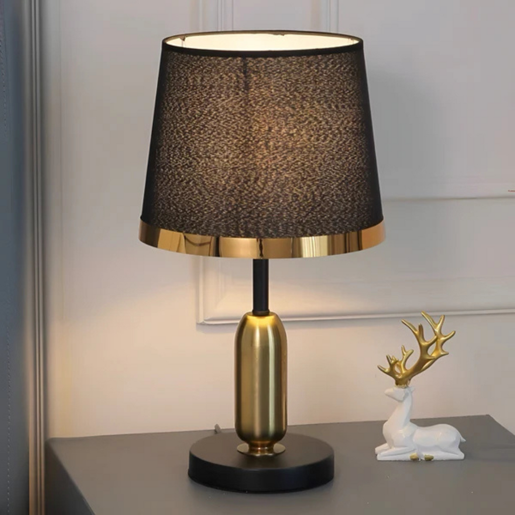 Vintage Tischlampe in Schwarz-Gold