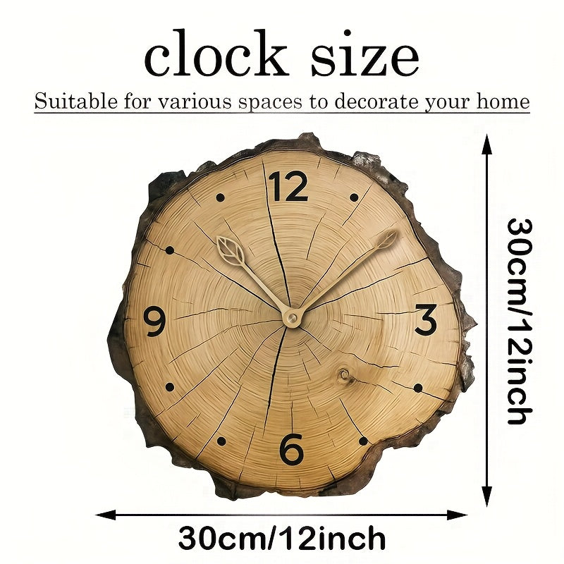 Rustikale Holzscheiben-Wanduhr