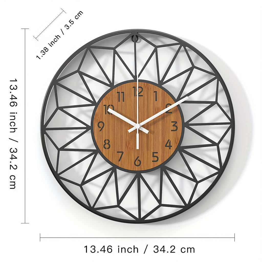 Metall-Wanduhr mit Holzkern