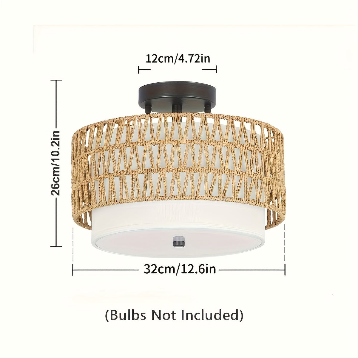 Rattan-Deckenleuchte mit Leinen