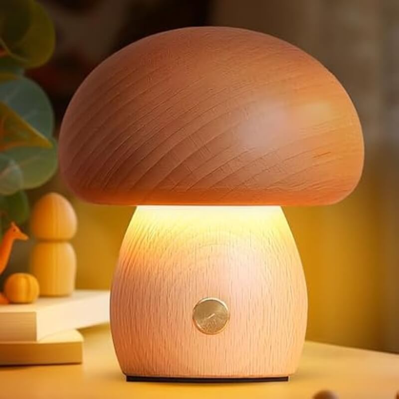 Portobello Pilzlampe aus Holz