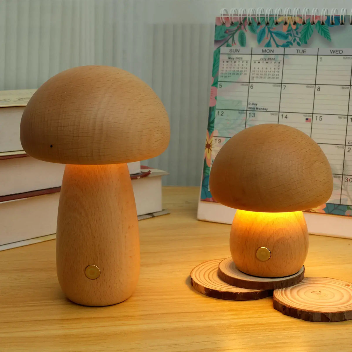 Portobello Pilzlampe aus Holz