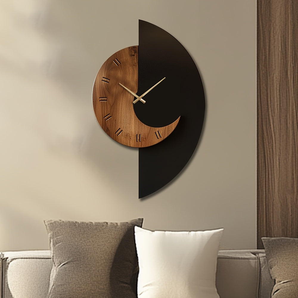 Halbmond-Wanduhr aus Holz