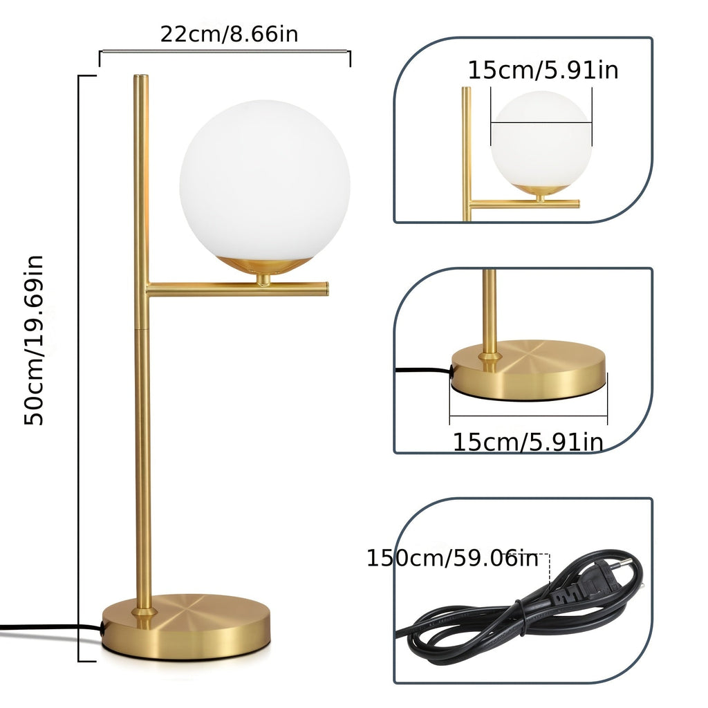 Goldene Tischlampe mit Glaskugel