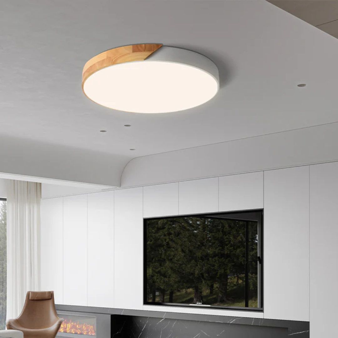 LED-Deckenleuchte aus Holz