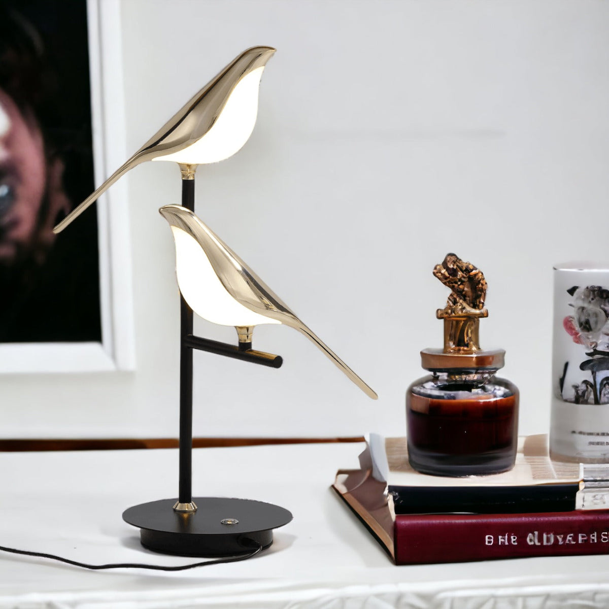 Goldene Vogel-Wandlampe