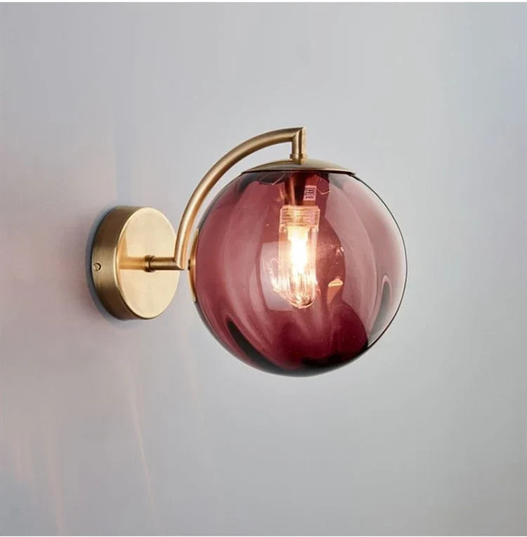 Messing Glas-Kugel Wandlampe
