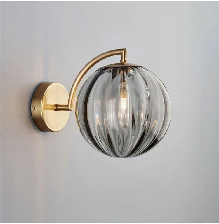 Messing Glas-Kugel Wandlampe