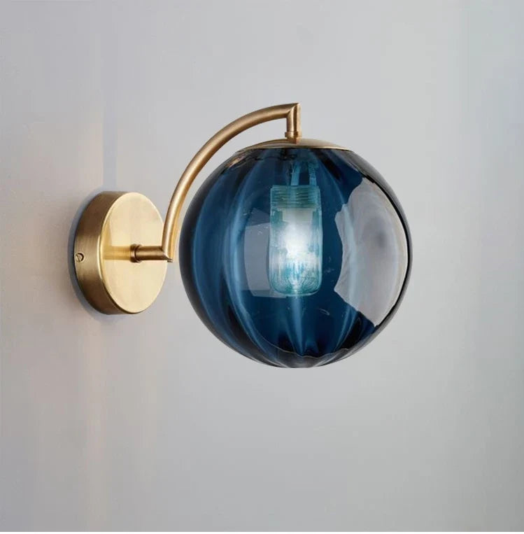 Messing Glas-Kugel Wandlampe