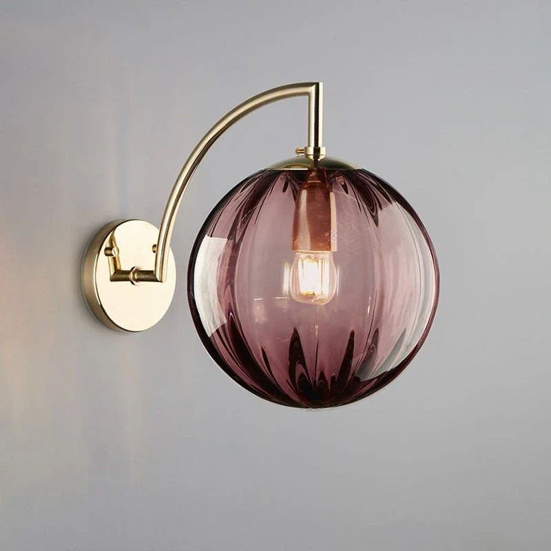 Messing Glas-Kugel Wandlampe