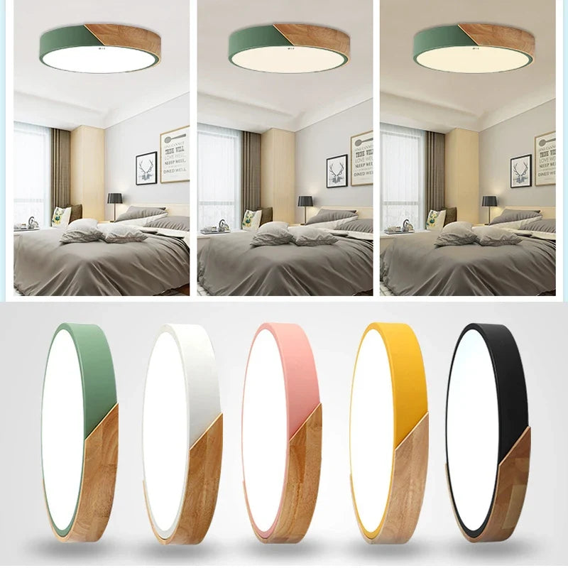 LED-Deckenleuchte aus Holz