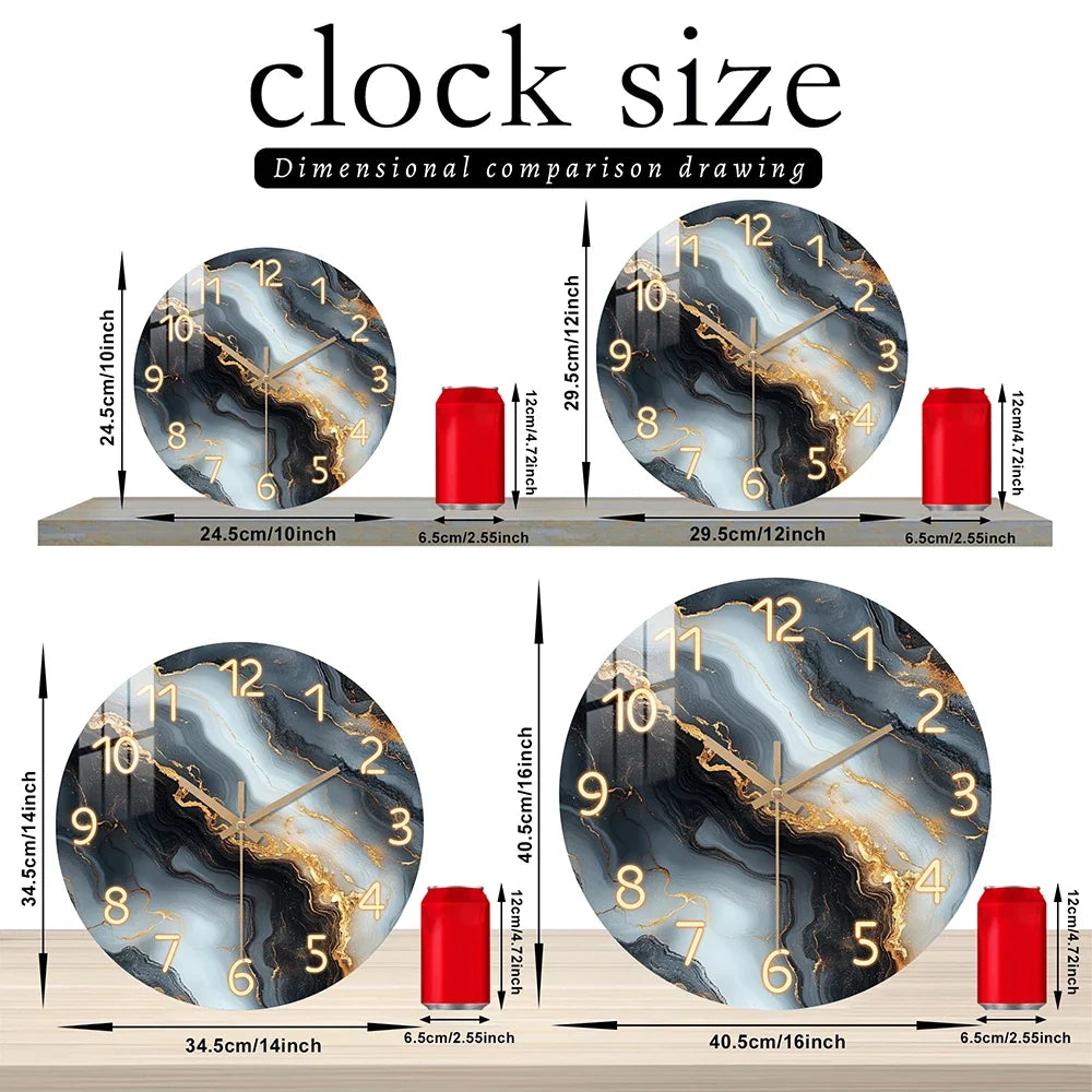 Marmor-Wanduhr in Blau und Gold
