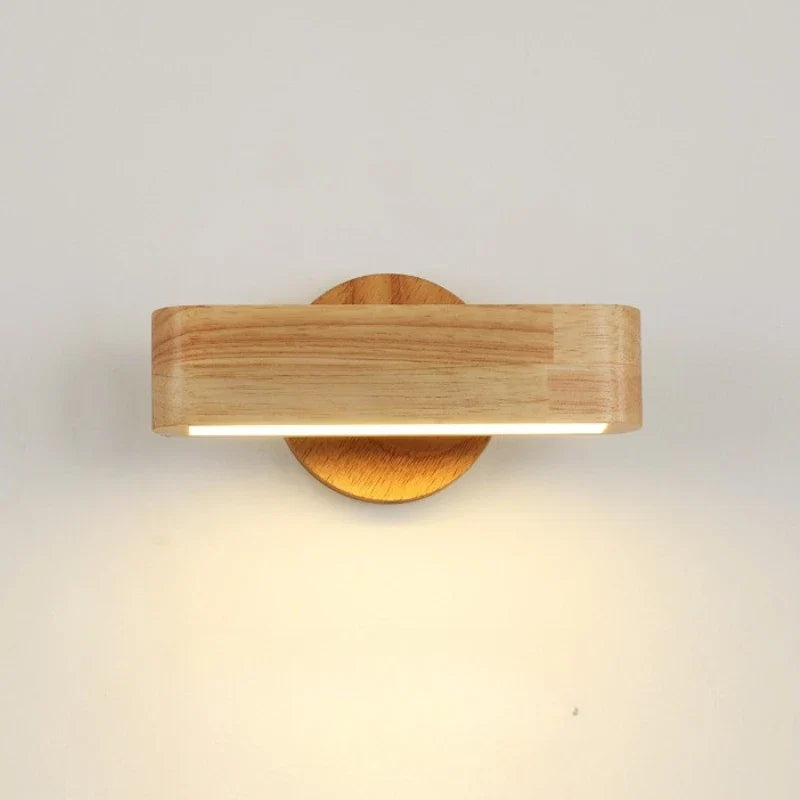 Drehbare Holz-Wandleuchte