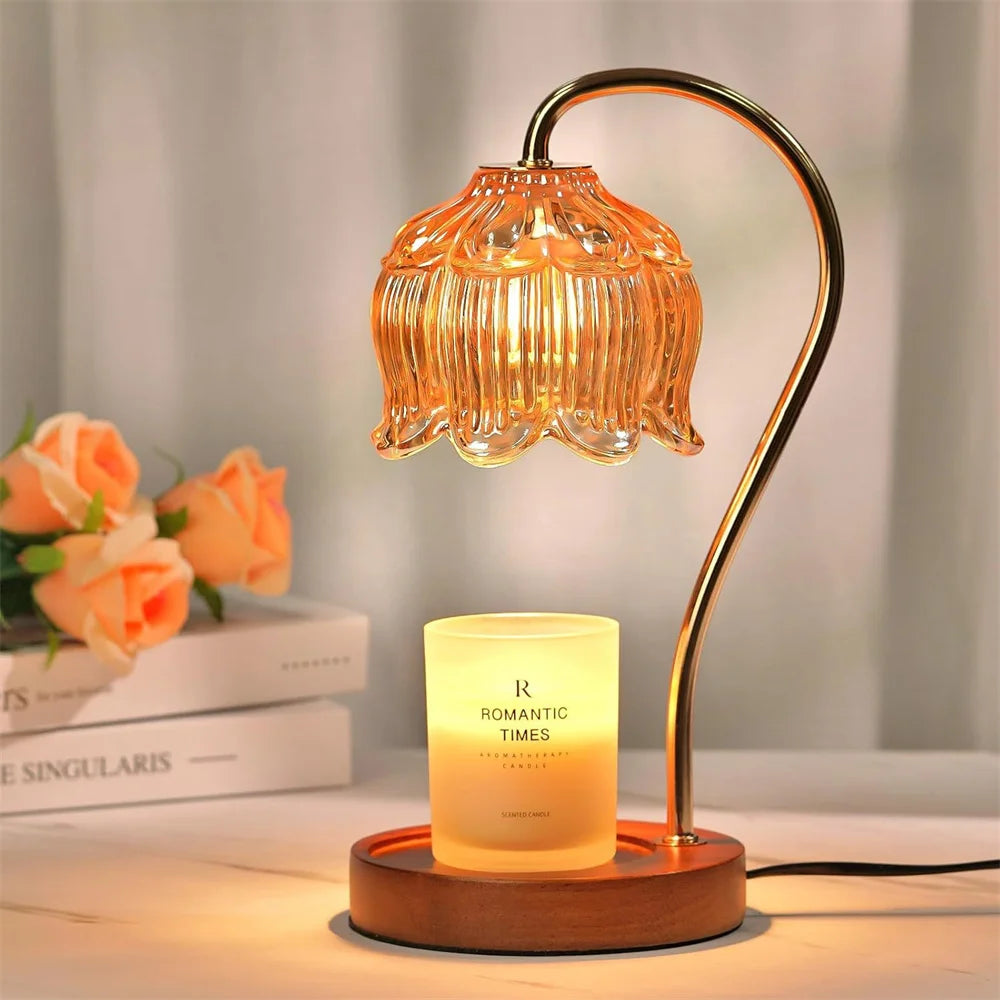 Kerzenwärmer Lampe mit Holzsockel