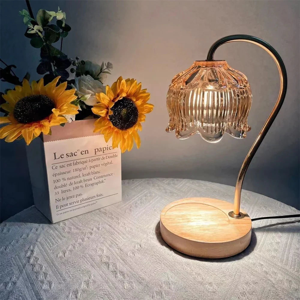 Kerzenwärmer Lampe mit Holzsockel
