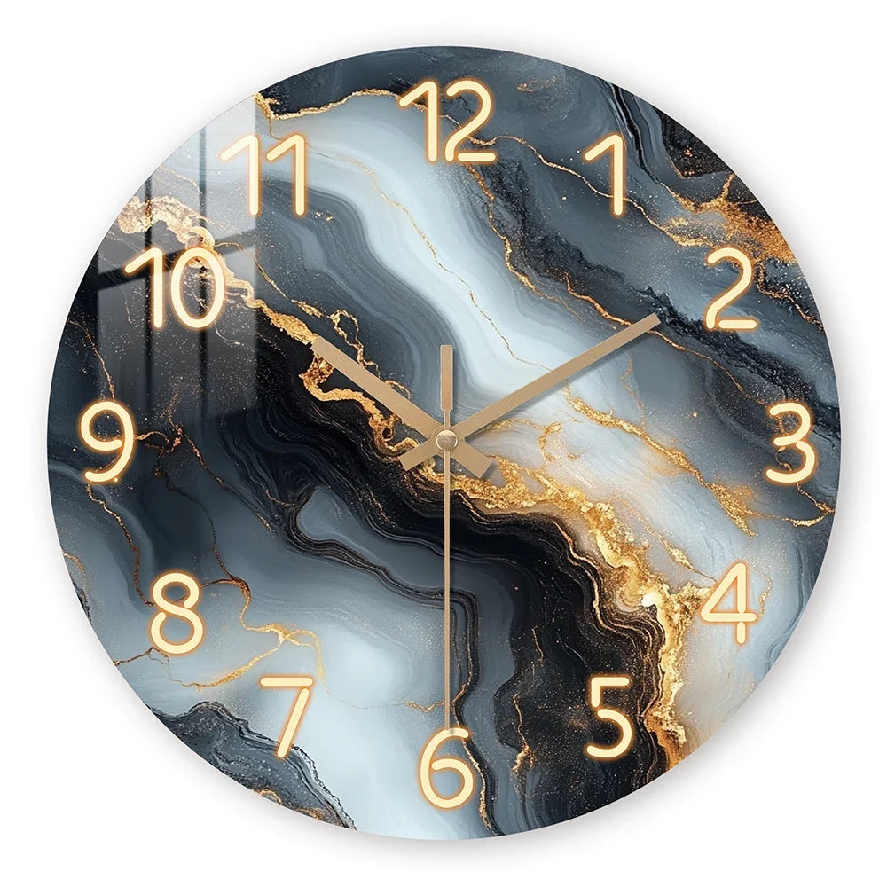 Marmor-Wanduhr in Blau und Gold