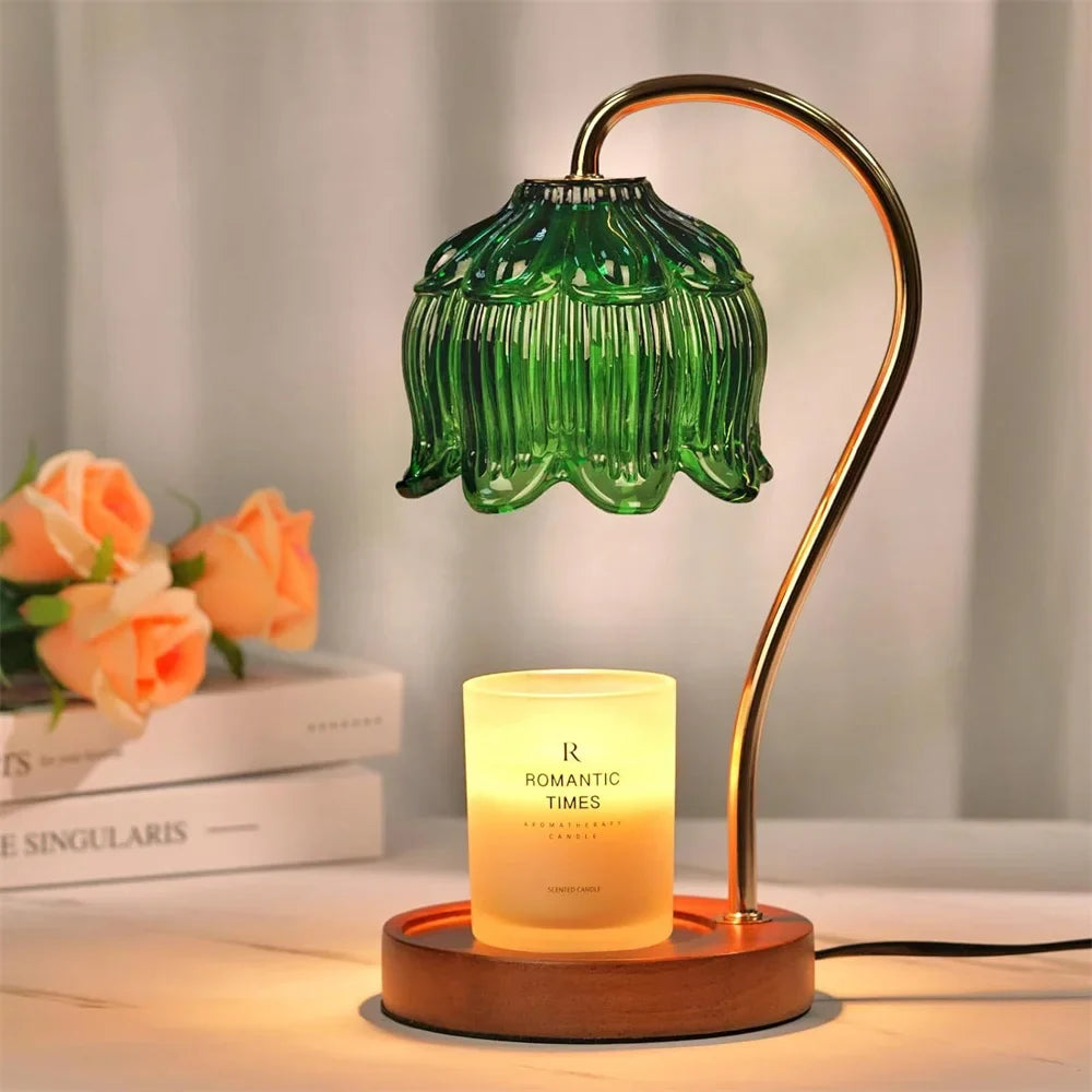 Kerzenwärmer Lampe mit Holzsockel