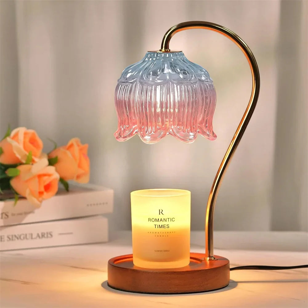Kerzenwärmer Lampe mit Holzsockel