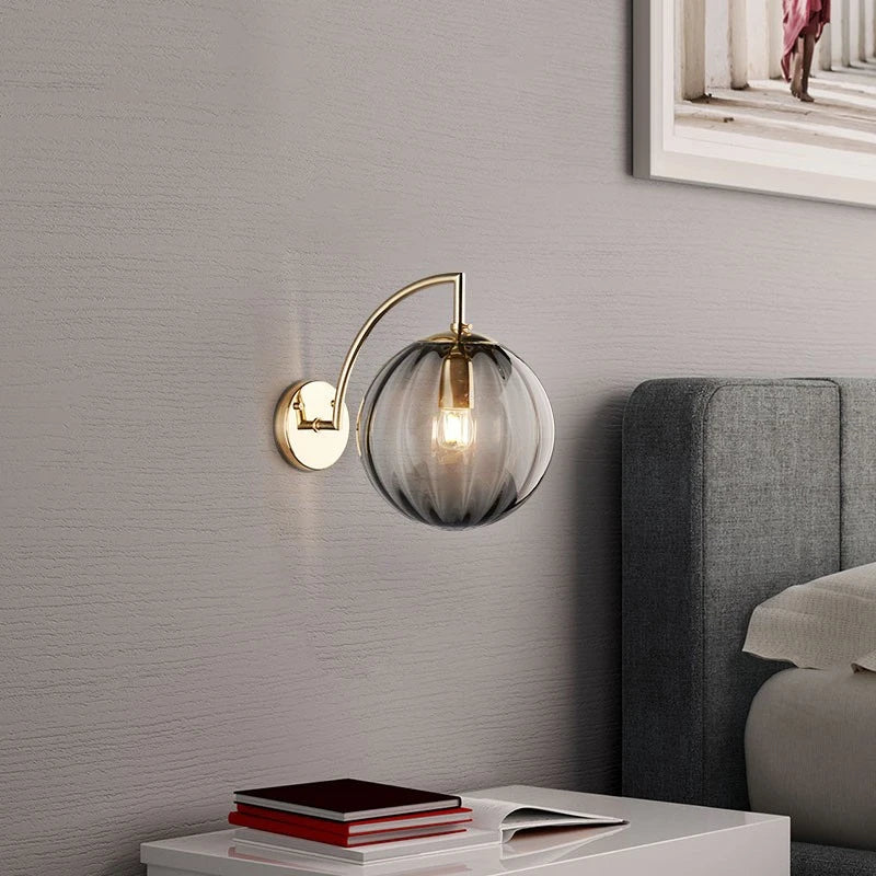 Messing Glas-Kugel Wandlampe