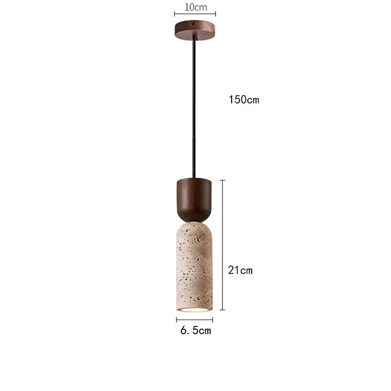 Travertin-Holz Pendelleuchte