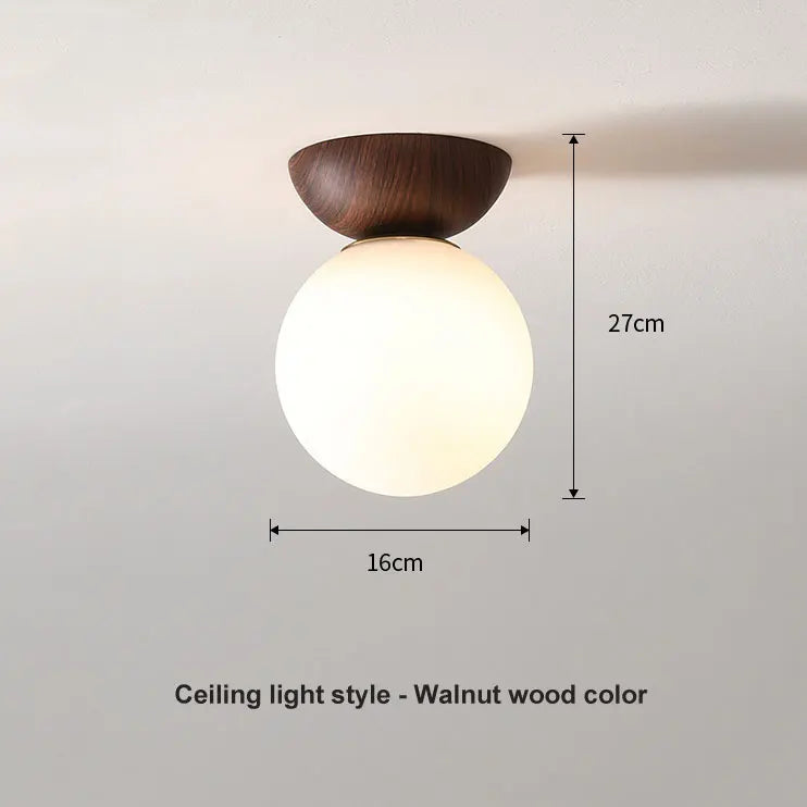 Glas-Kugel Leuchte in Holzoptik