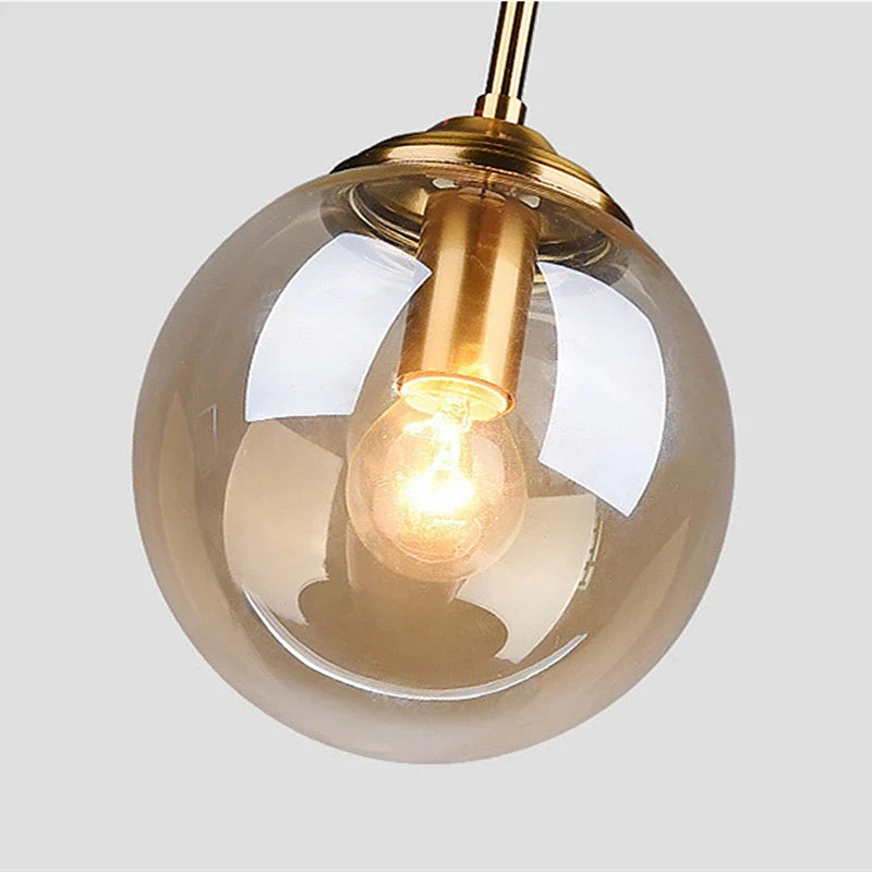 Glas-Kugel Pendelleuchte Bernstein