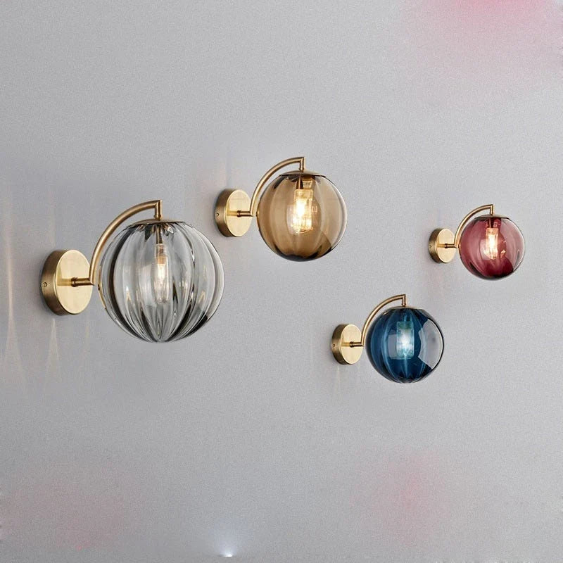Messing Glas-Kugel Wandlampe